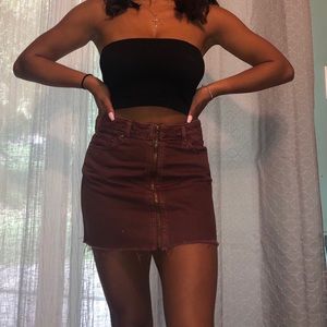 Free People Zip Up Denim Skirt